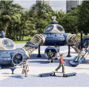 Structure de jeux extérieure pour enfants – Thème Espace et Cosmos