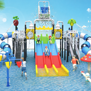 Jeux aquatiques pour piscine Maroc structure avec toboggan triple et seau basculant EPA-00021 Univers Jouet