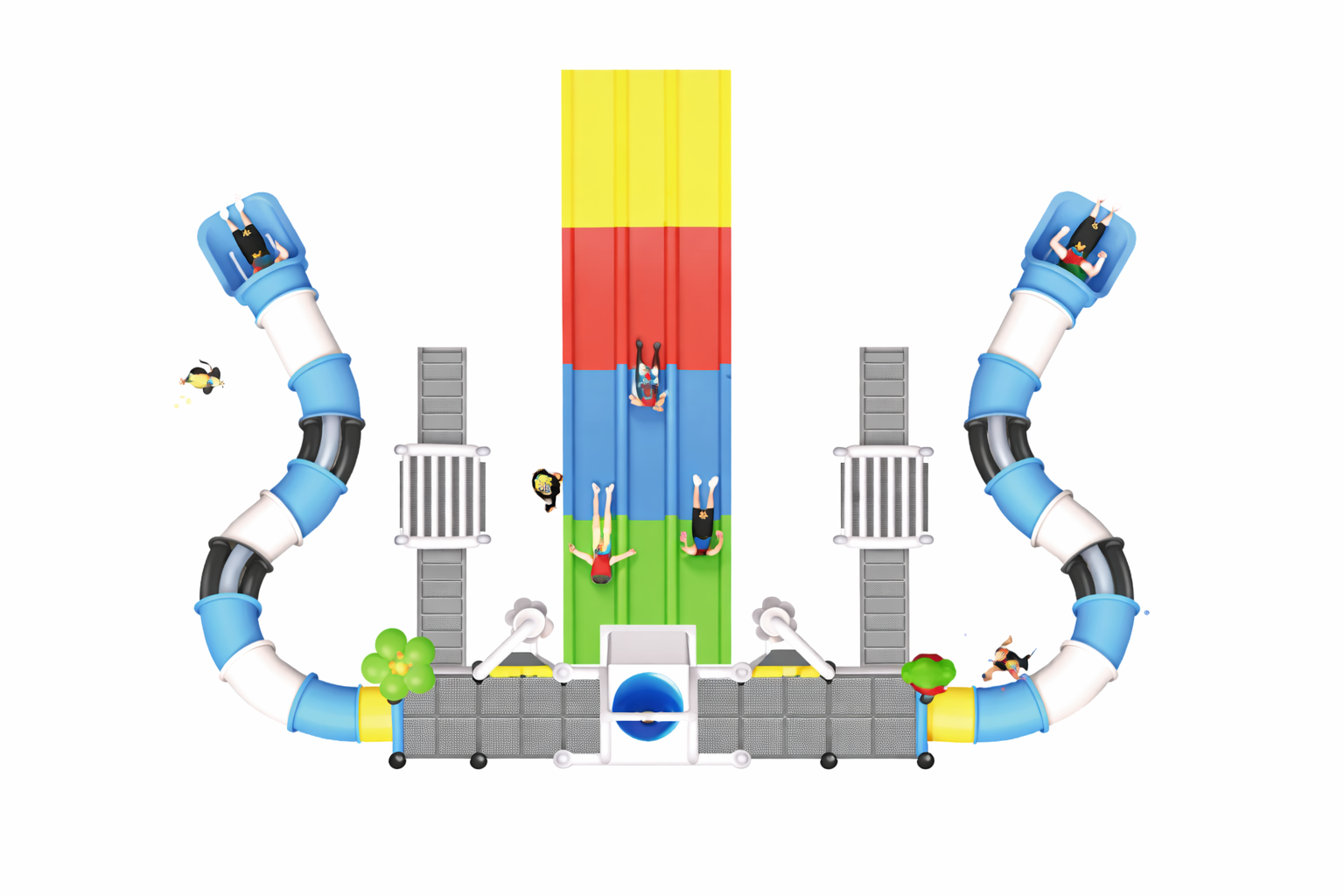 Jeux aquatiques pour piscine Maroc structure avec toboggan triple et seau basculant EPA-00021 Univers Jouet