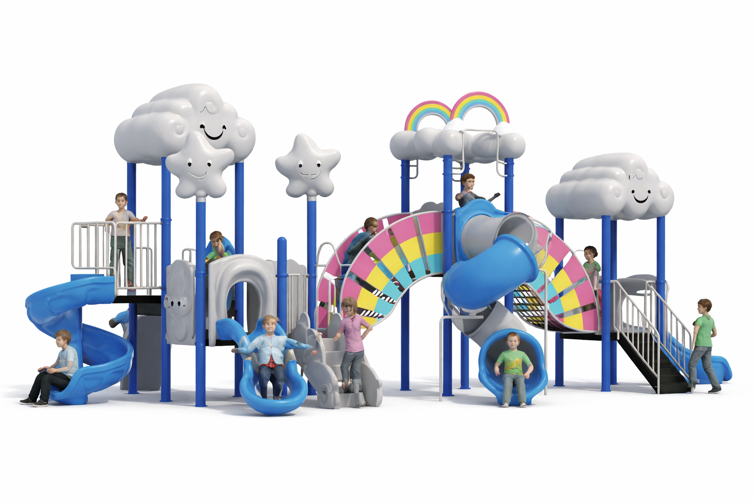 Aire de jeux pour jardin public Maroc structure nuages et arc-en-ciel UNS-0500 Univers Jouet