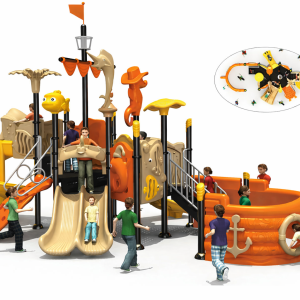 aire de jeux extérieure UNS-00188 structure multi-activités avec toboggans pour enfants