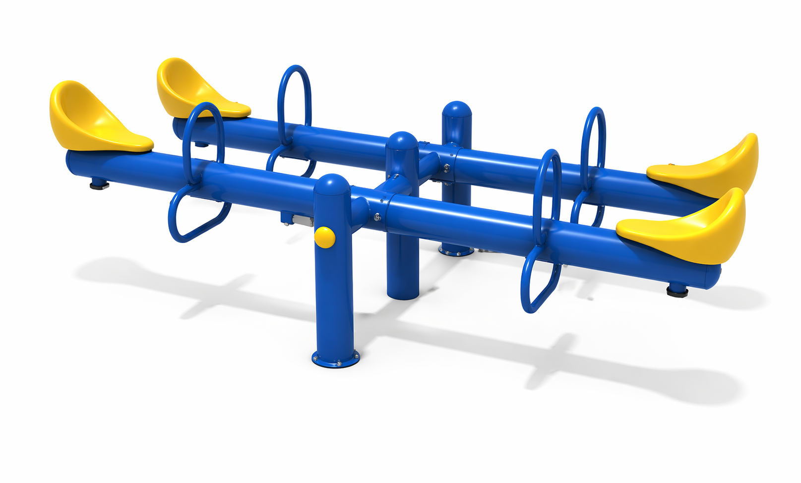 Jeux de parc extérieur Maroc bascule sur ressort 4 places bleue et jaune JR-203 Univers Jouet