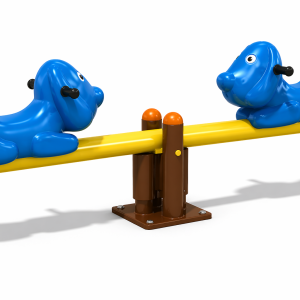 Équipement de parc pour enfants Maroc bascule biplace thématique avec deux chiens bleus JR-212 Univers Jouet