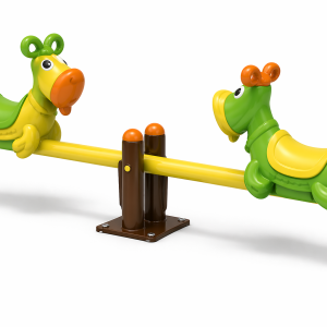 Jeux de jardin pour enfants Maroc bascule biplace avec deux poissons orange et une poutre jaune JR-213 Univers Jouet