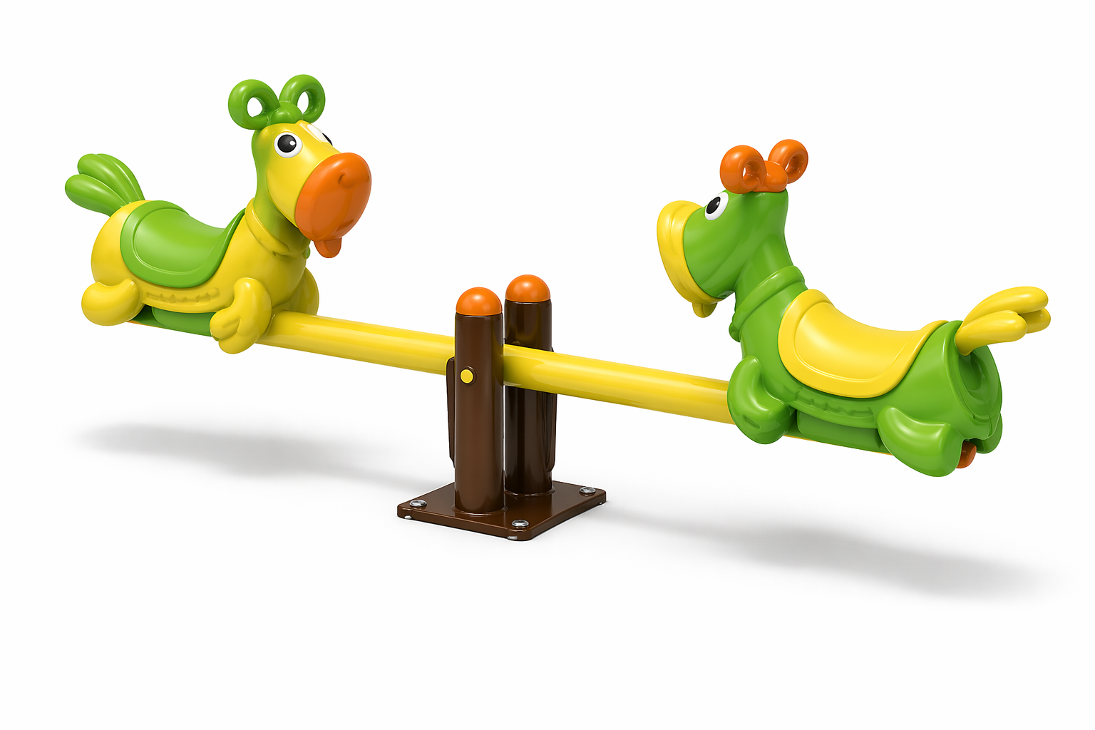 Jeux de jardin pour enfants Maroc bascule biplace avec deux poissons orange et une poutre jaune JR-213 Univers Jouet