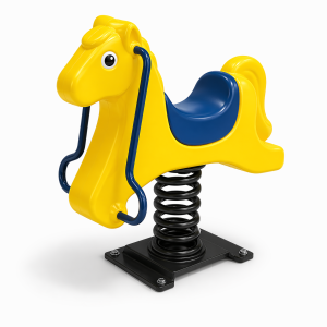 Aire de jeux extérieure Maroc jeu sur ressort thématique cheval jaune avec selle bleue JR-222 Univers Jouet