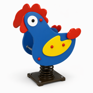 Équipement aire de jeux Maroc jeu sur ressort thématique poule bleue avec crête rouge et ventre jaune JR-230 Univers Jouet
