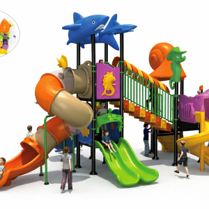 aire de jeux extérieure Maroc UNS-00184 structure multi-activités avec toboggans thème marin