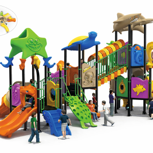 structure aire de jeux extérieure Maroc UNS-00185 multi-activités avec toboggans thème marin
