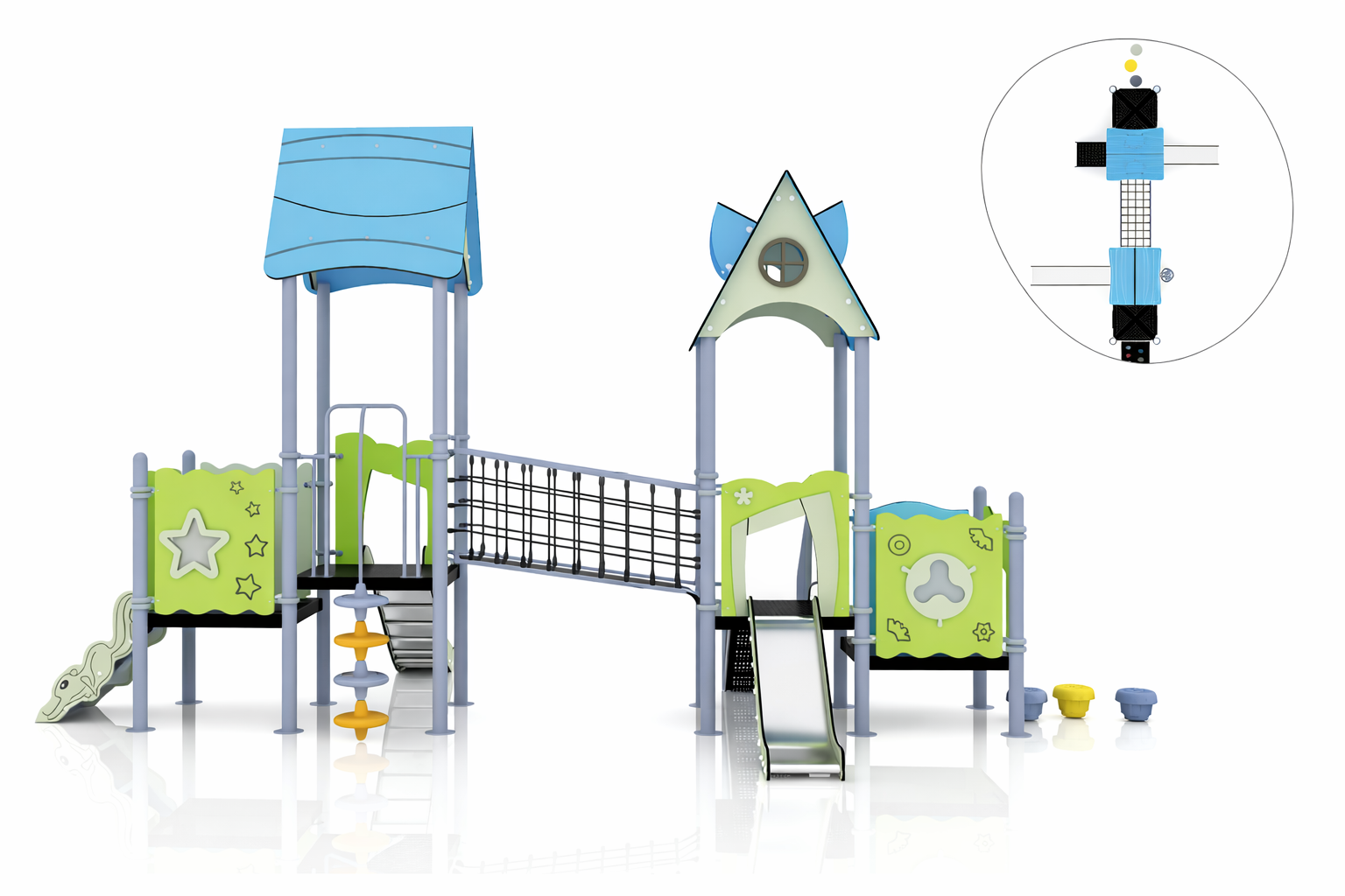 Mobilier de jeux extérieur Maroc structure avec pont de singe UNS-00306 Univers Jouet
